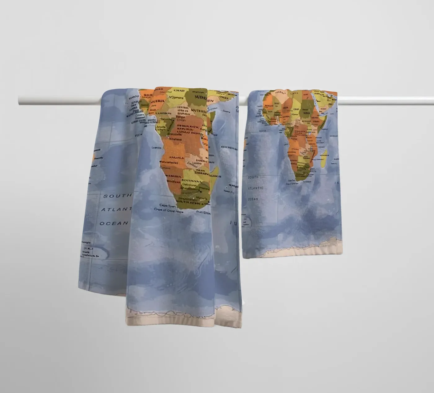 World map towel by Aiden Garcia