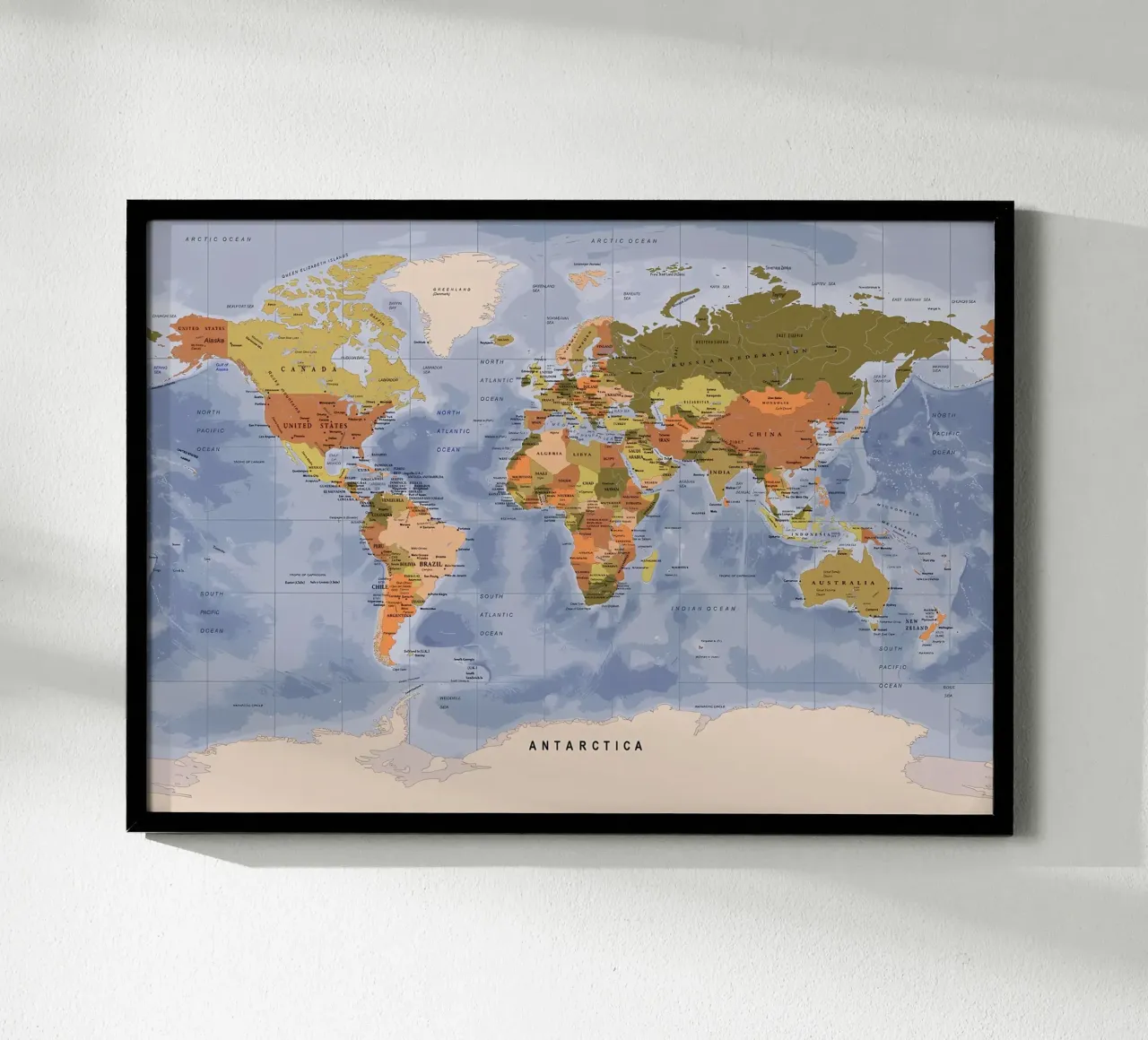 Mappa del mondo poster con telaio in plastica da Aiden Garcia
