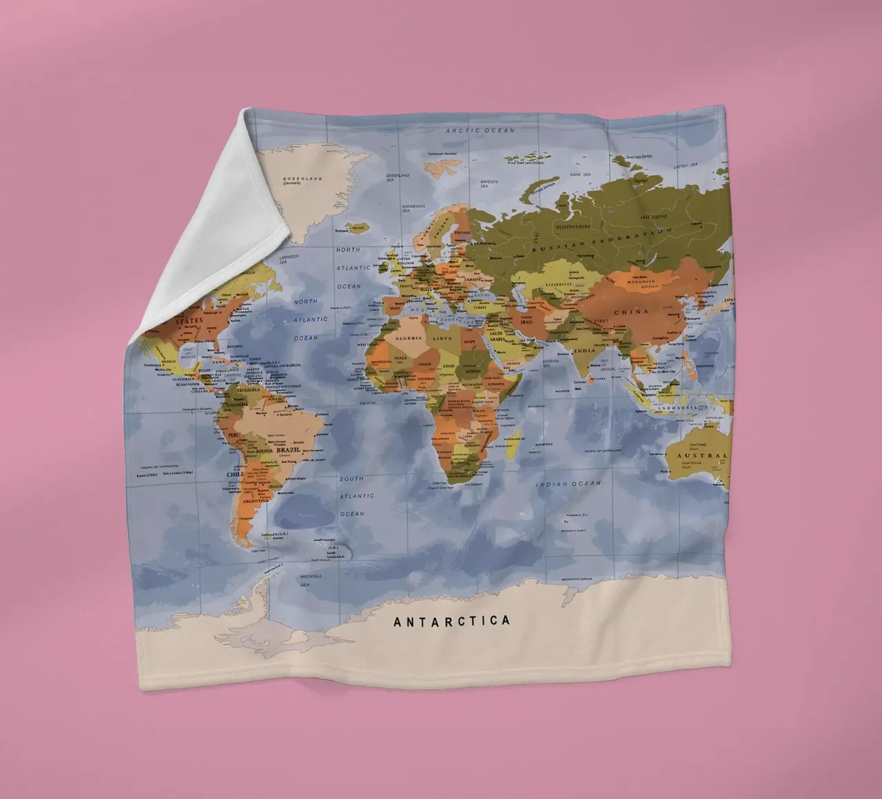 Weltkarte Fleecedecke von Aiden Garcia