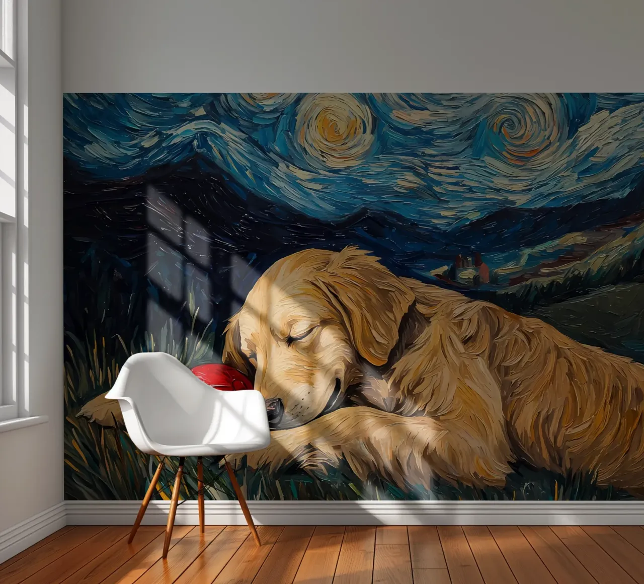 Hund Vangogh Fototapete von Adrian Patel