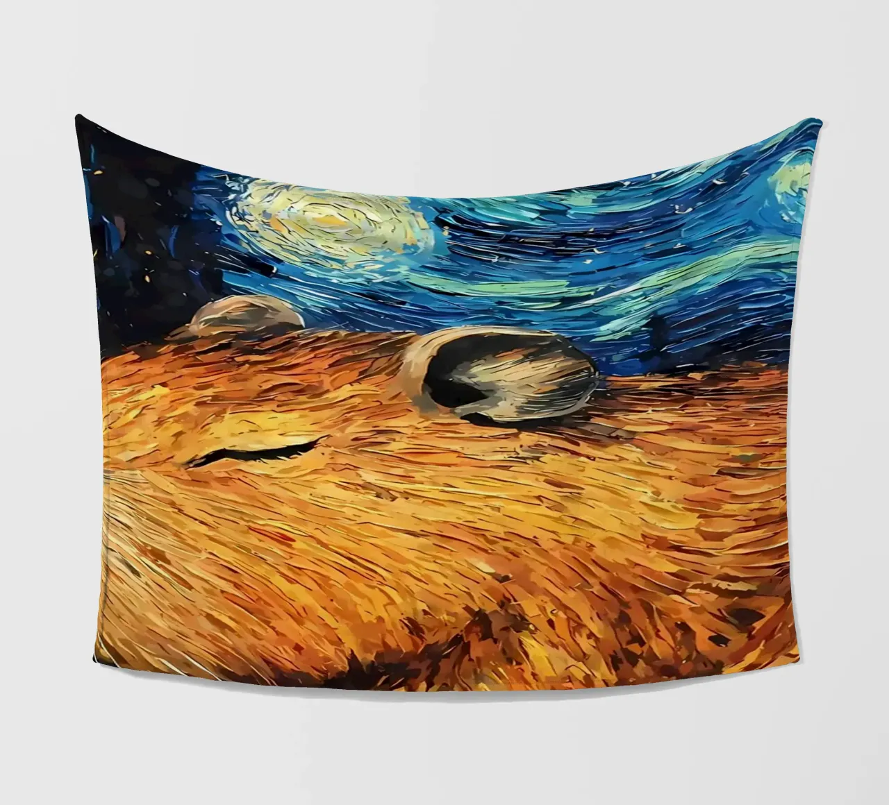 Capibara che dorme nella notte stellata coperta in pile da Adrian Patel