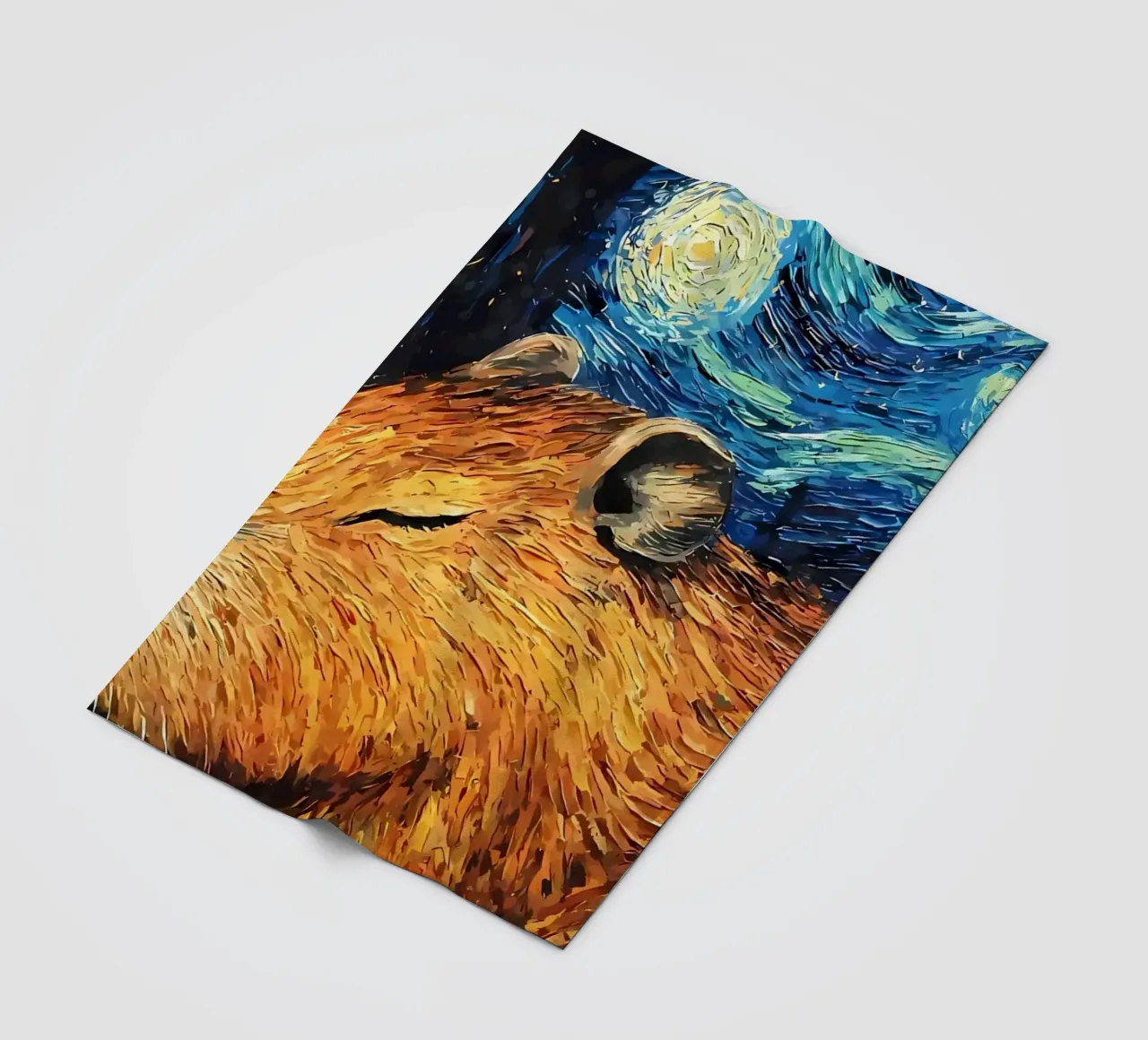 Capibara che dorme nella notte stellata coperta in pile da Adrian Patel