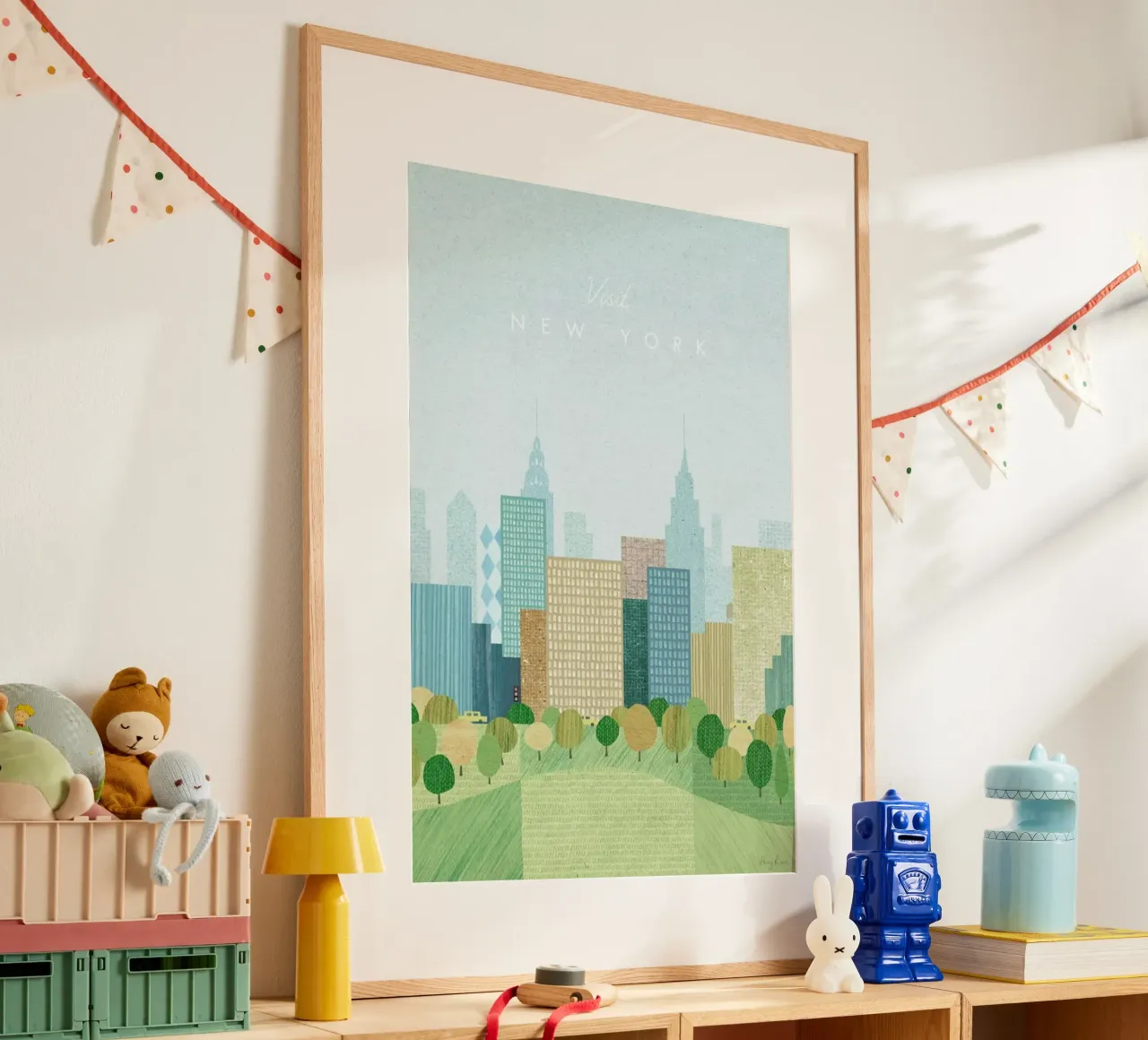 New York, Autumn poster con telaio in legno da Henry Rivers