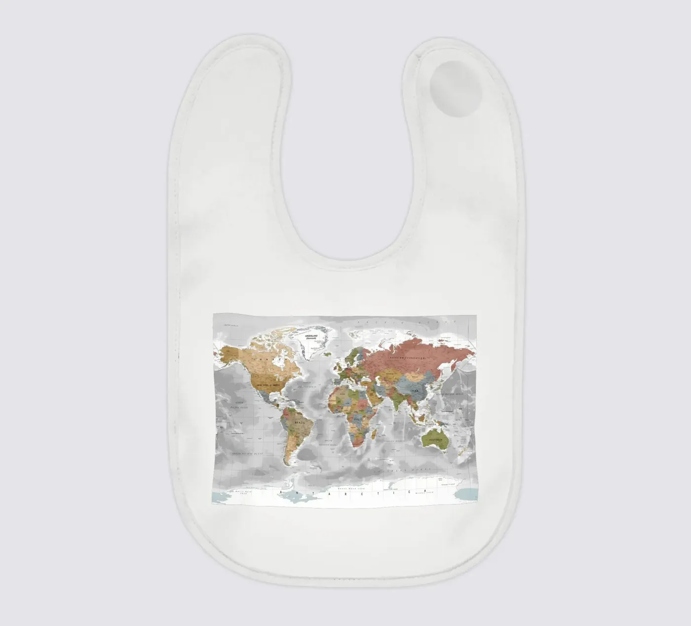 World map baby bib by Aiden Garcia