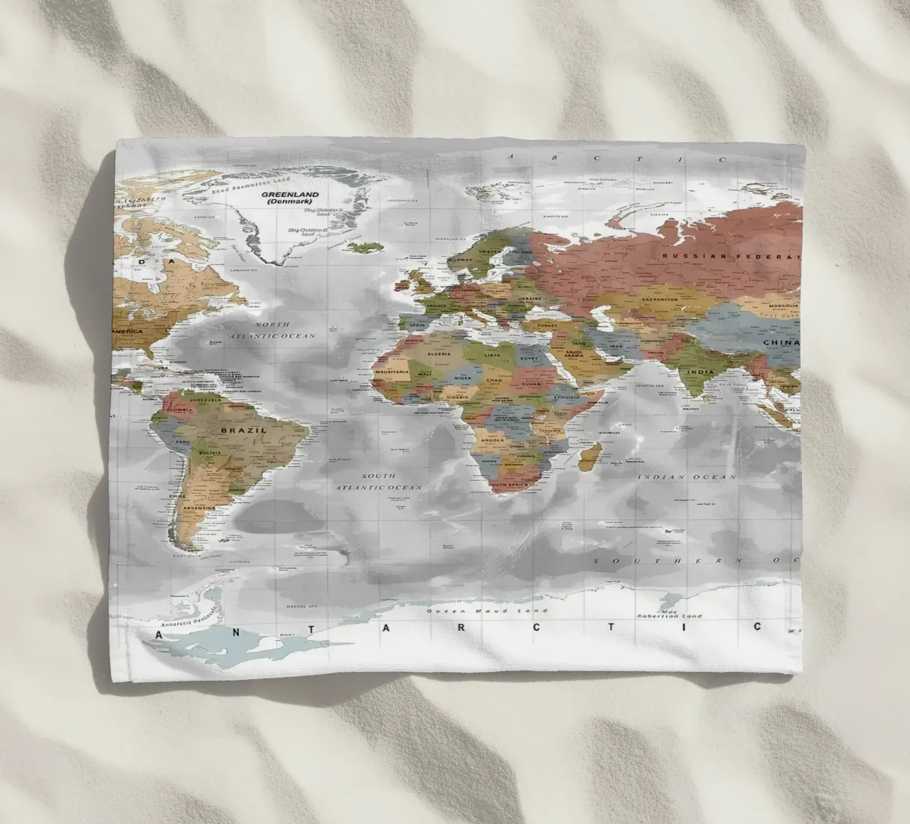 Wereldkaart strandhanddoek van Aiden Garcia