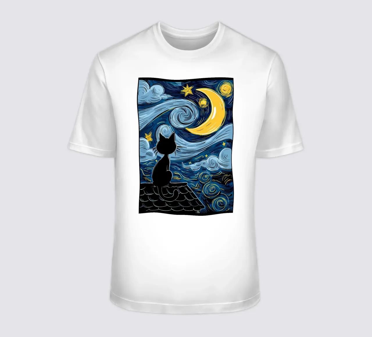 Cat Under Starry Night t-shirt by Adrian Patel