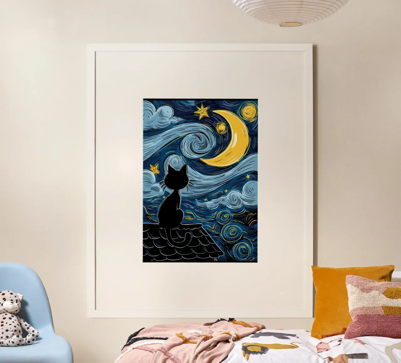 Cat Under Starry Night hahnemühle by Adrian Patel