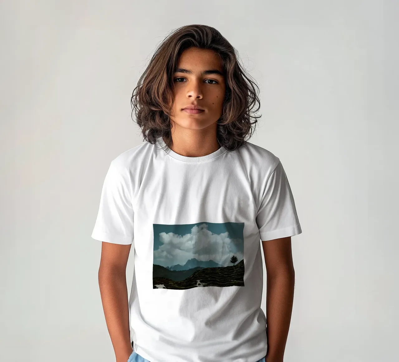 Lone Tree Mountain Landscape kids t-shirt by Matthew Katz