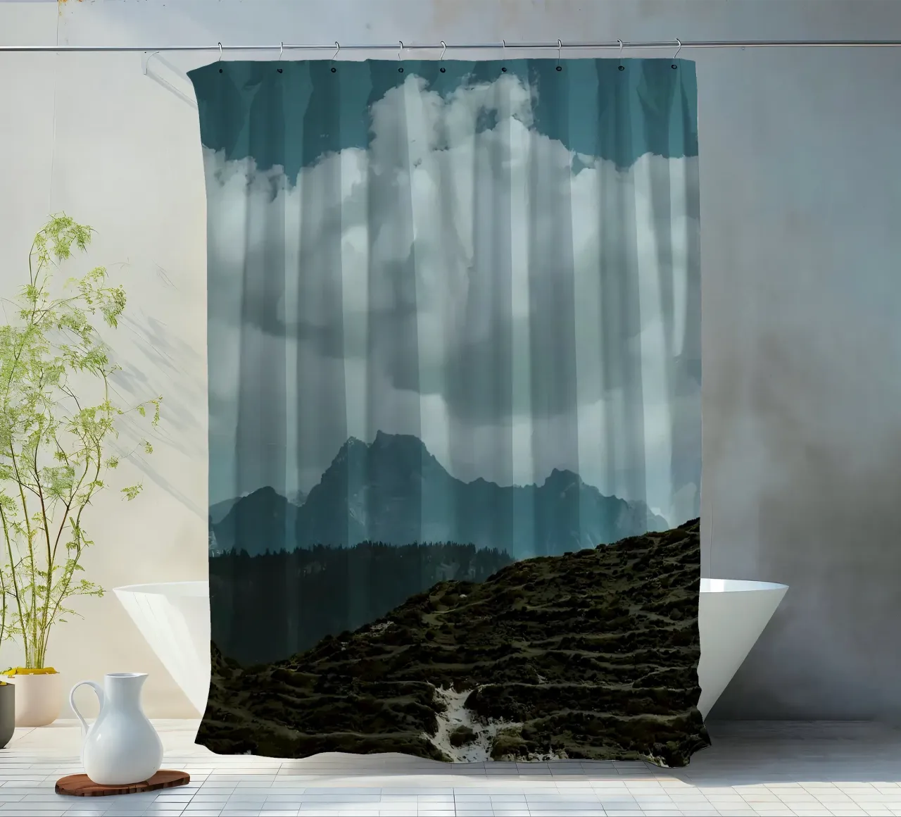 Lone Tree Mountain Landscape shower curtain by Matthew Katz