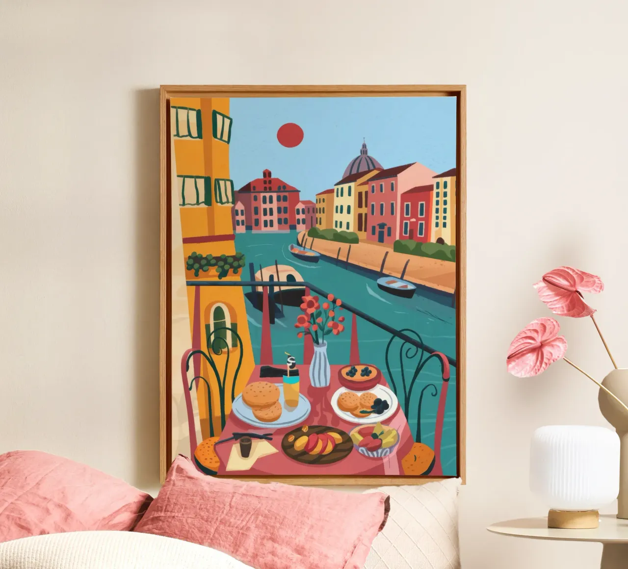 Alpine dorp charme canvas met Baklijst van Nebula Verse