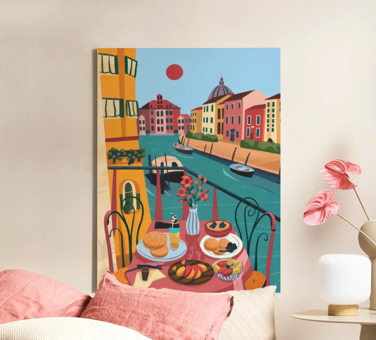 Alpine dorp charme canvas met Baklijst van Nebula Verse