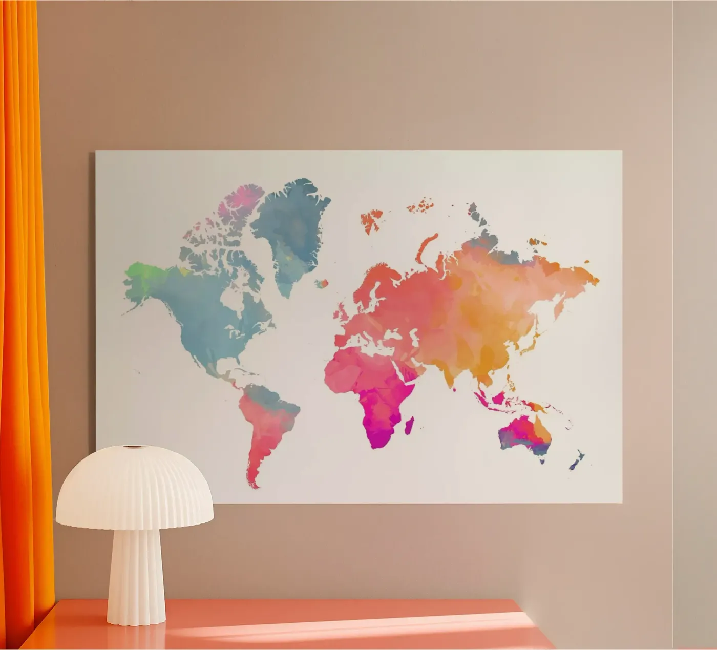 World Map Watercolour II plexiglass da The Cartography Collection