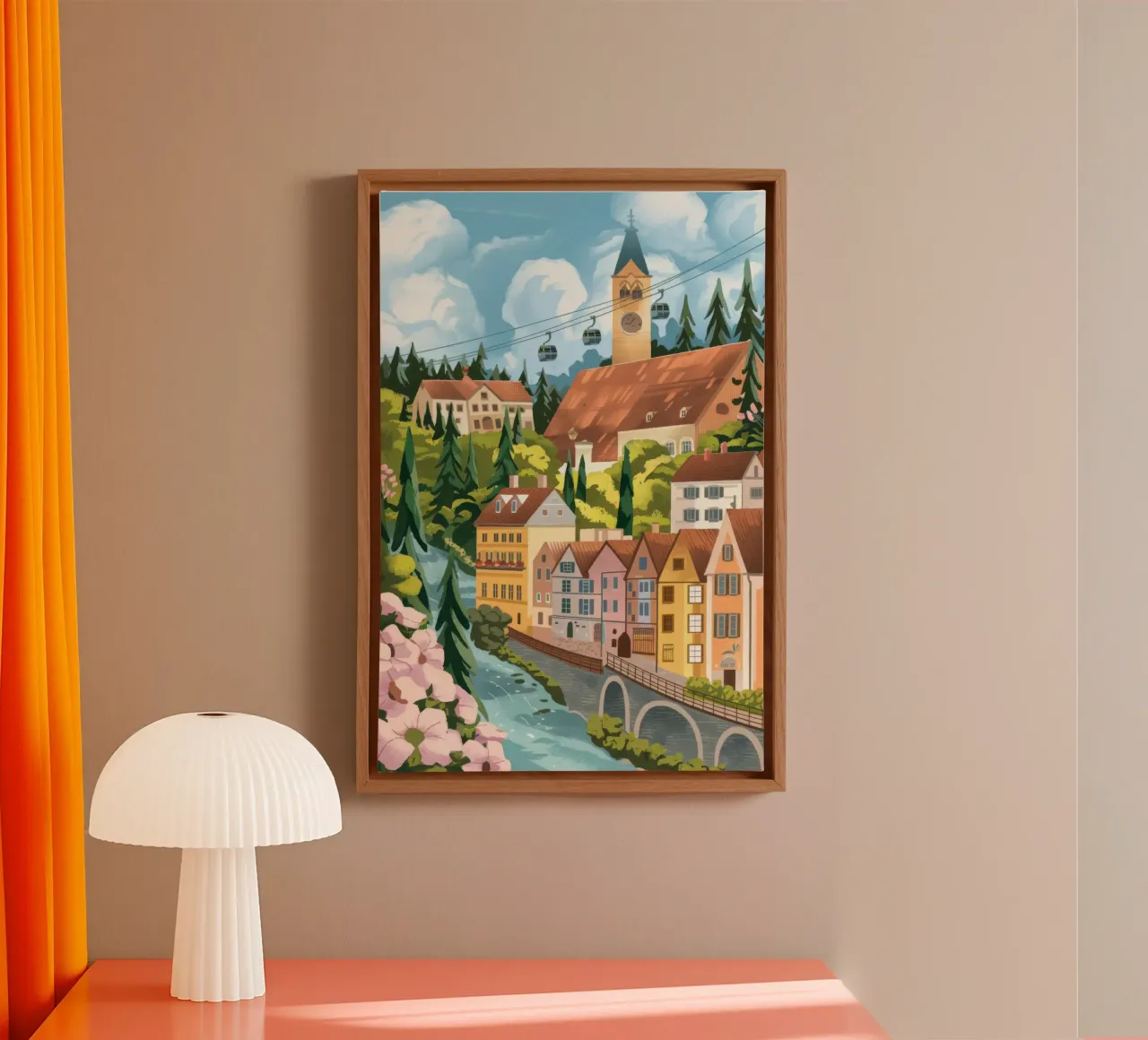 Spring Picnic Bliss canvas with Floater frame by Nebula Verse