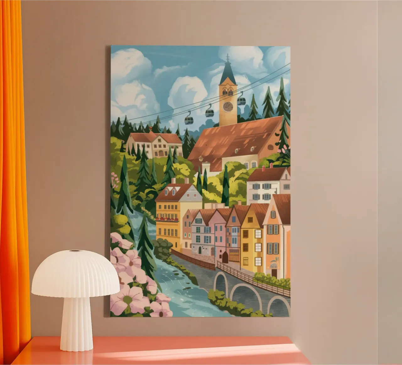 Spring Picnic Bliss canvas with Floater frame by Nebula Verse