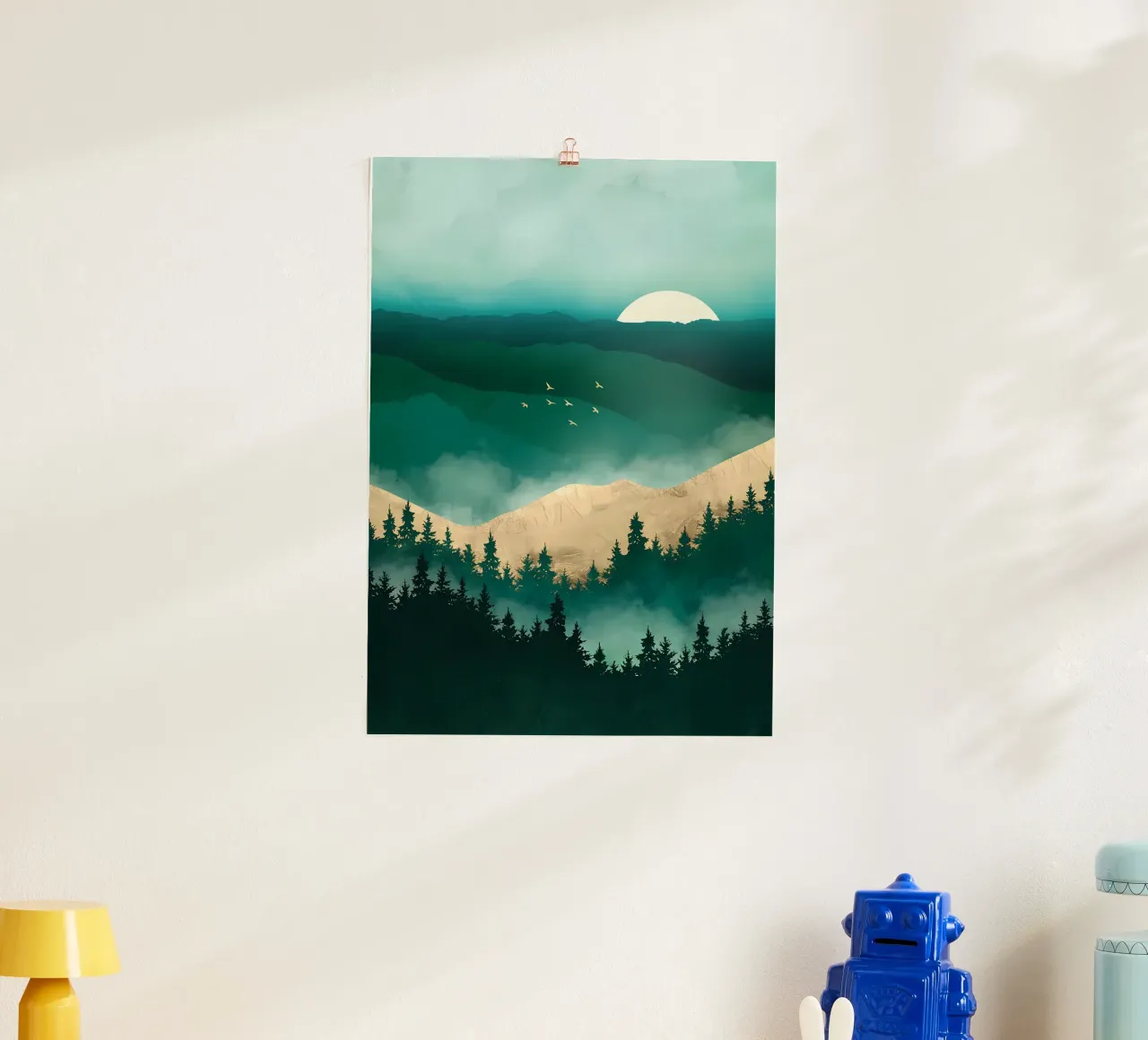 Nebbia della foresta estiva poster con telaio in alluminio da Bartosz Powalka