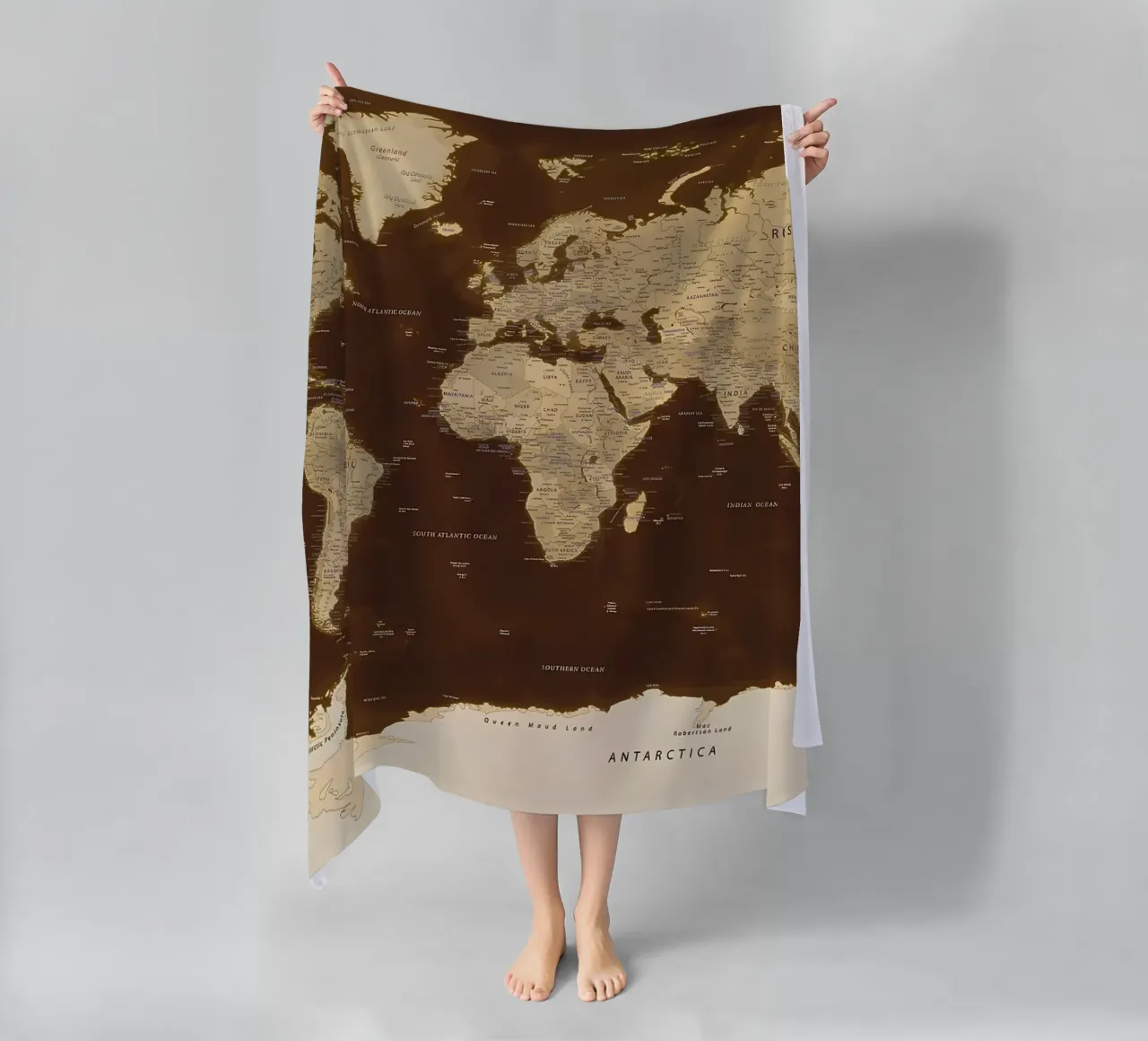 World map beach towel by Aiden Garcia