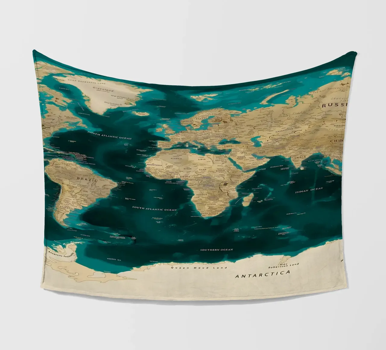 Mappa del mondo politico coperta in pile da Aiden Garcia