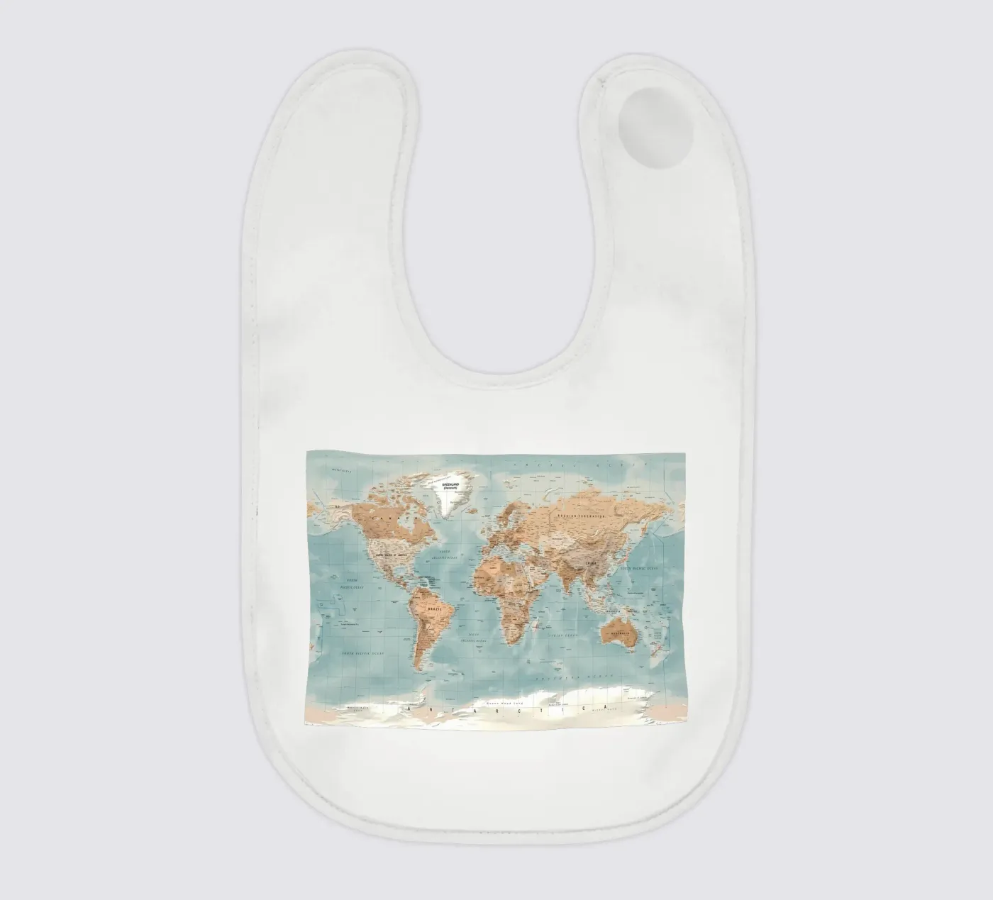 World map baby bib by Aiden Garcia