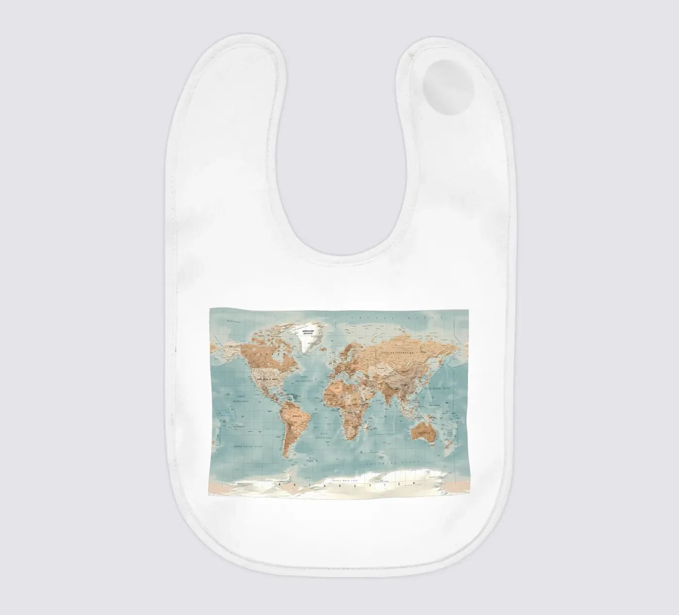 World map baby bib by Aiden Garcia