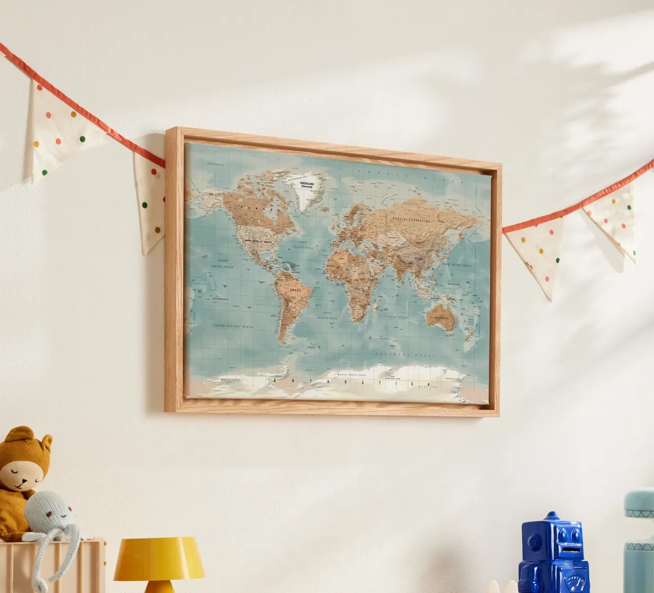 Wereldkaart canvas met Baklijst van Aiden Garcia