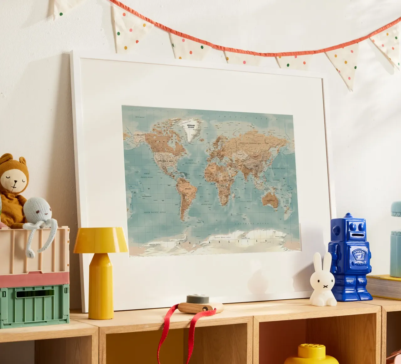 Mappa del mondo poster con telaio in alluminio da Aiden Garcia