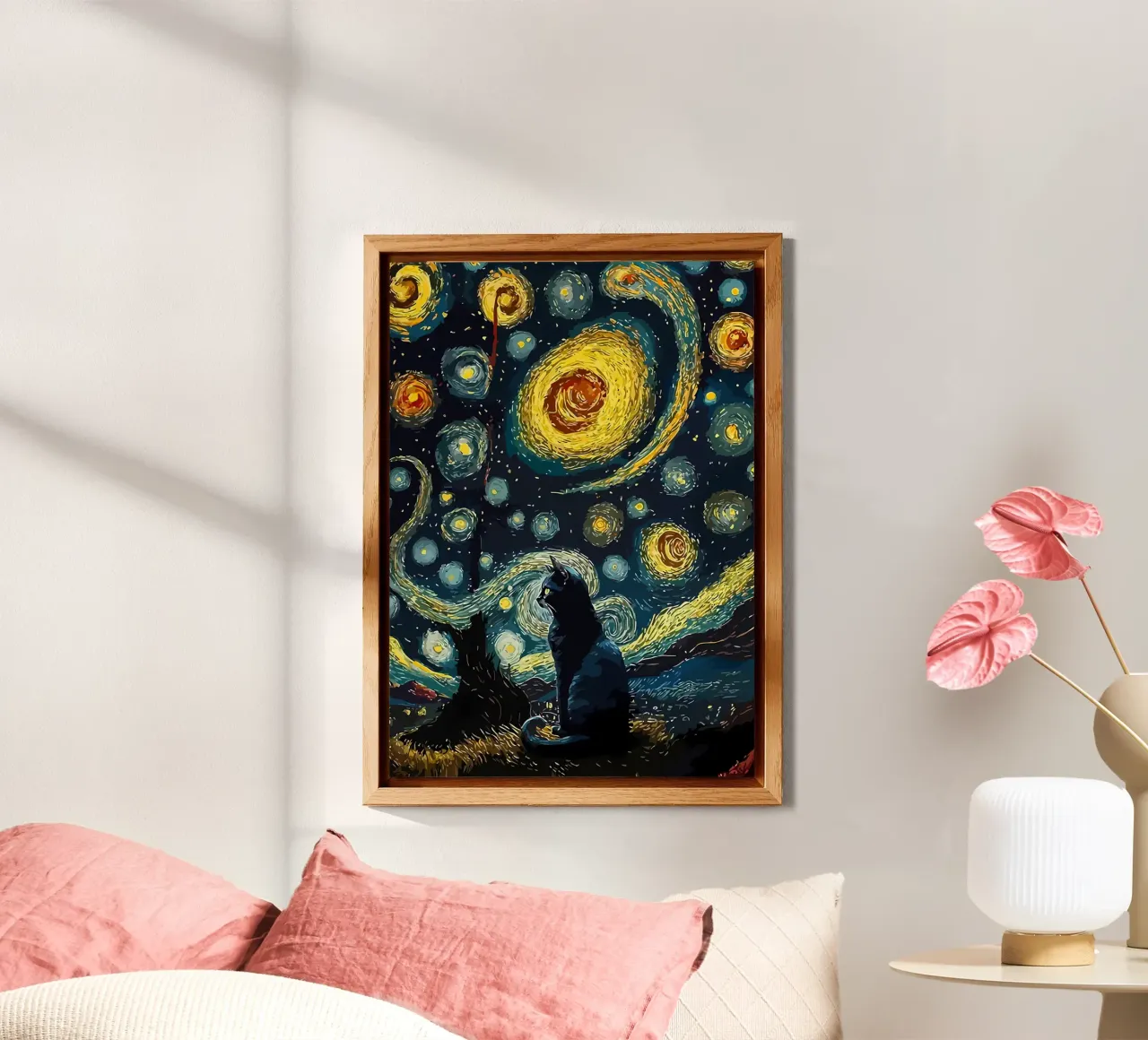 Starry Night Cat alu-dibond by Adrian Patel
