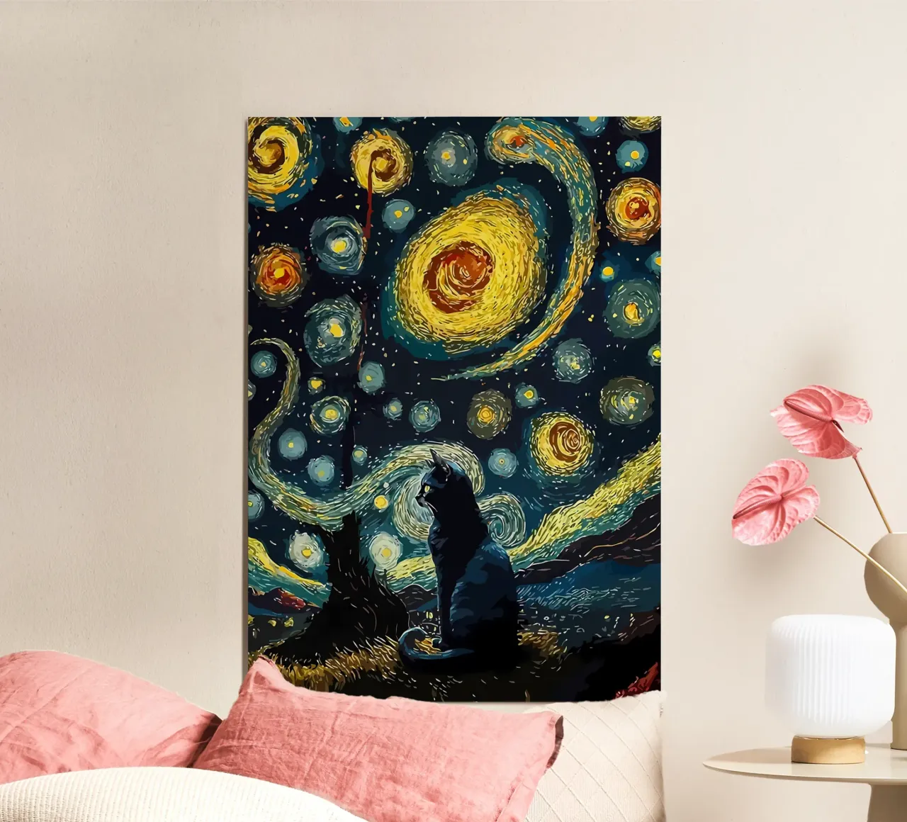 Starry Night Cat hahnemühle by Adrian Patel