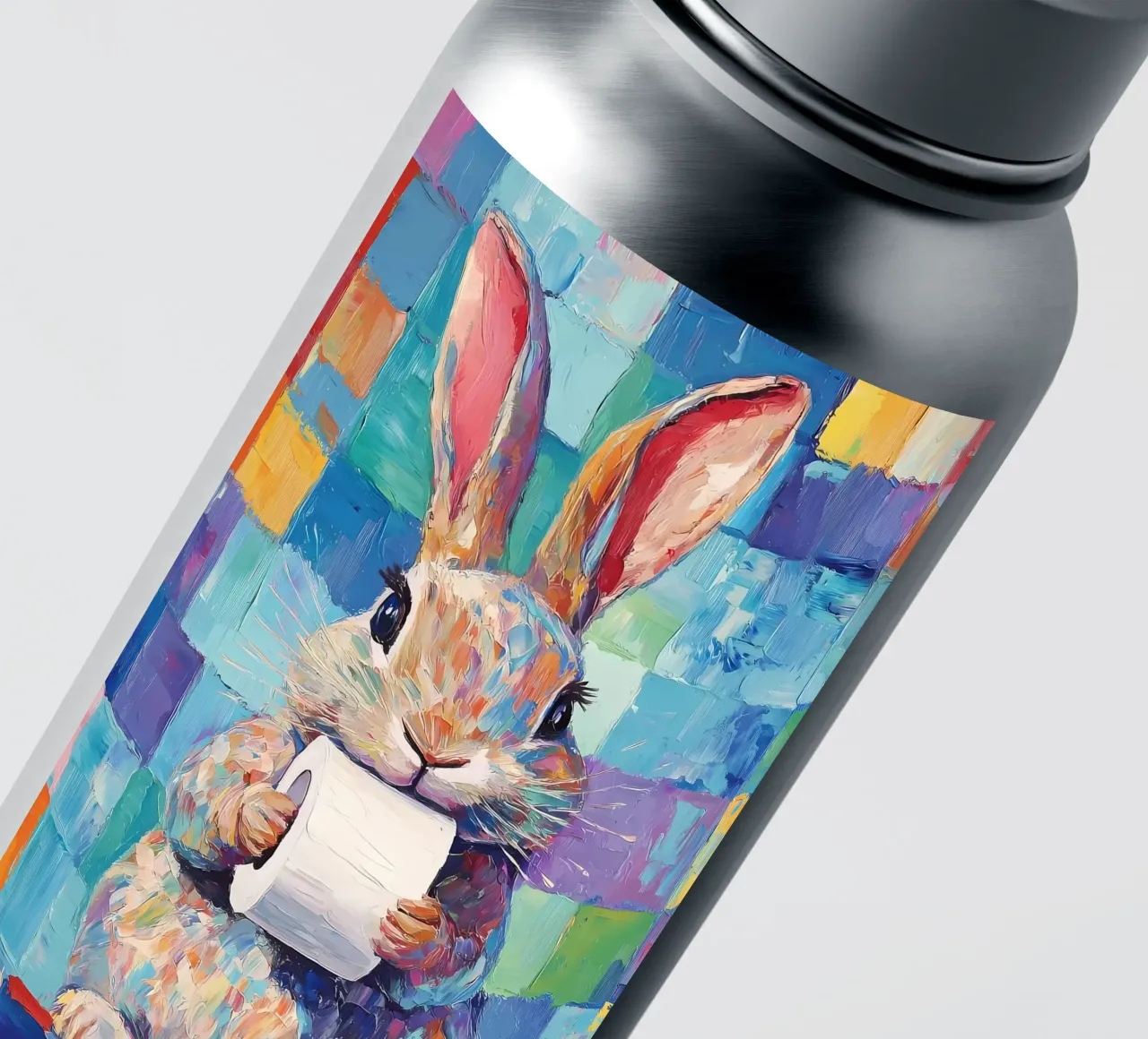Lapin avec papier hygiénique autocollant de Adrian Patel
