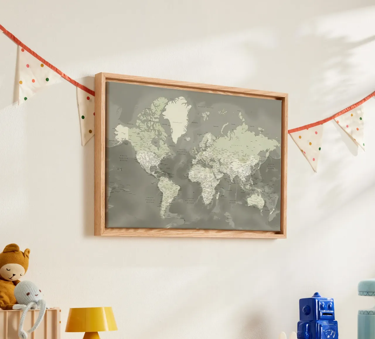 Faolan detailed world map canvas with Floater frame by Aiden Garcia