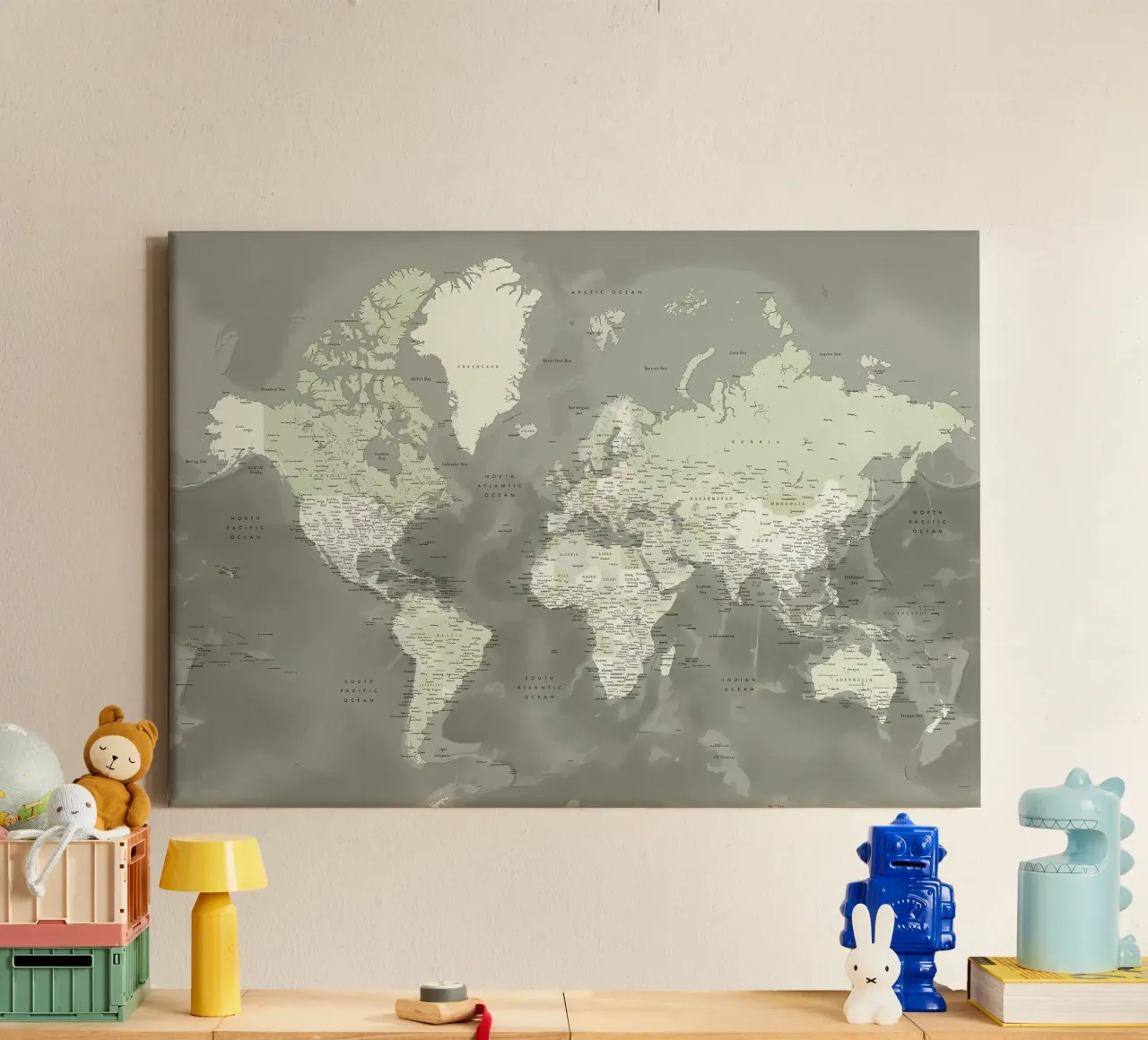 Faolan detailed world map canvas with Floater frame by Aiden Garcia