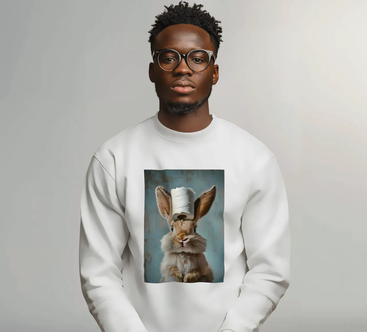 Hase mit Toilettenpapier Sweatshirt von Adrian Patel