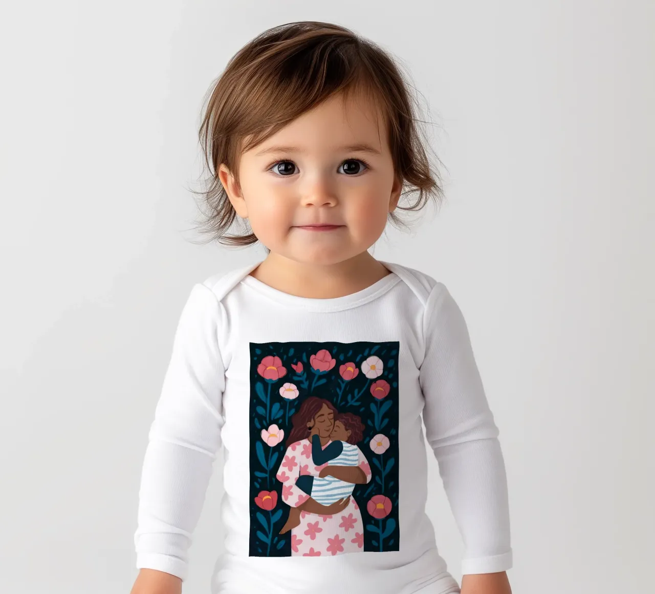 Die Umarmung der Mutter Langarm Babybody von Nebula Verse