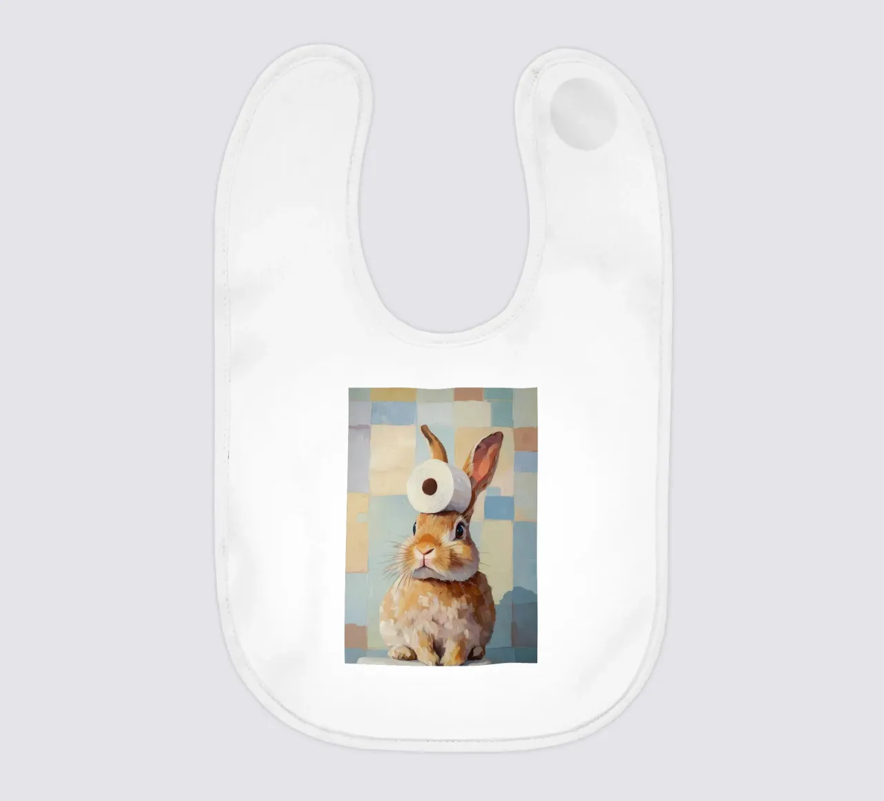 Hase mit Toilettenpapier Babylätzchen von Adrian Patel
