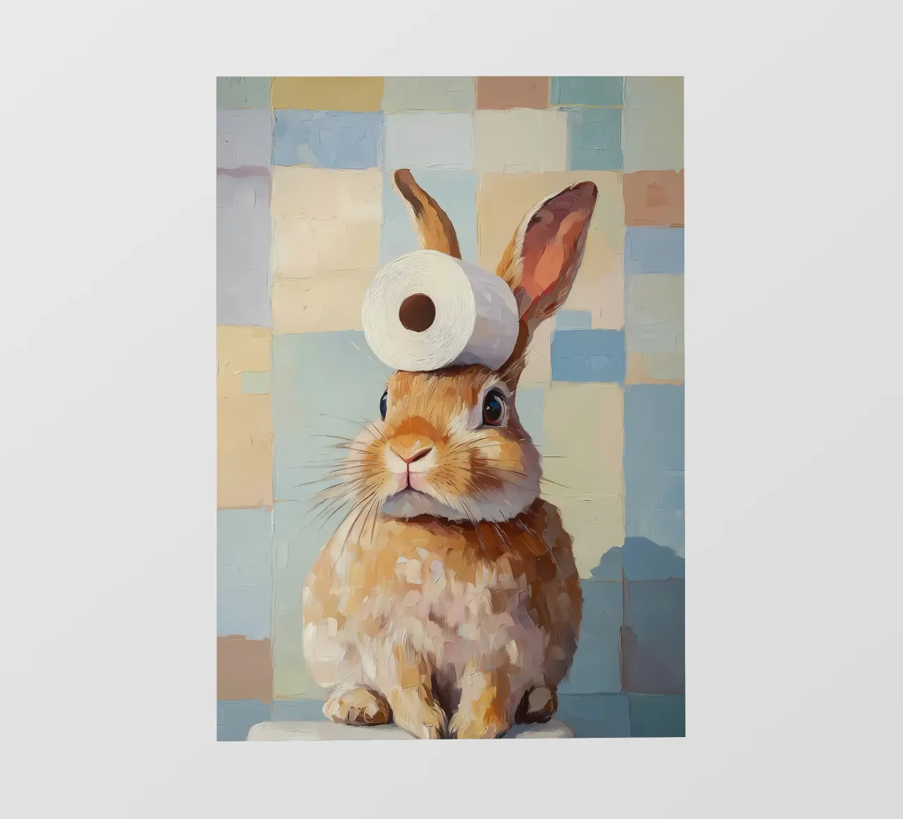Hase mit Toilettenpapier PVC Plane von Adrian Patel