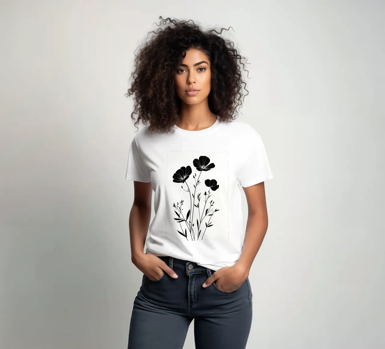 Silhouette floreale in bianco e nero t-shirt da Nicholas Campbell