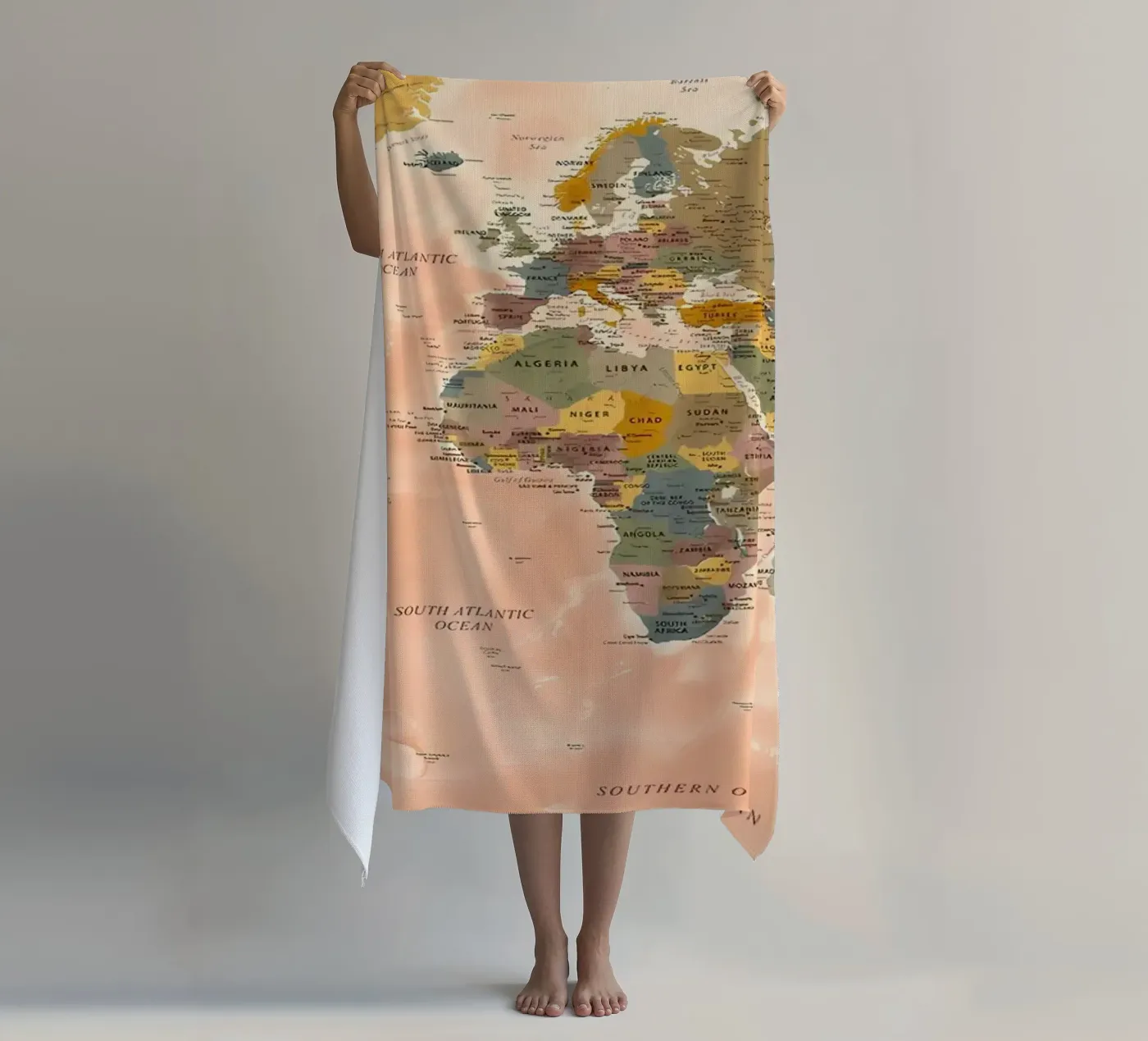 World Map beach towel by Aiden Garcia