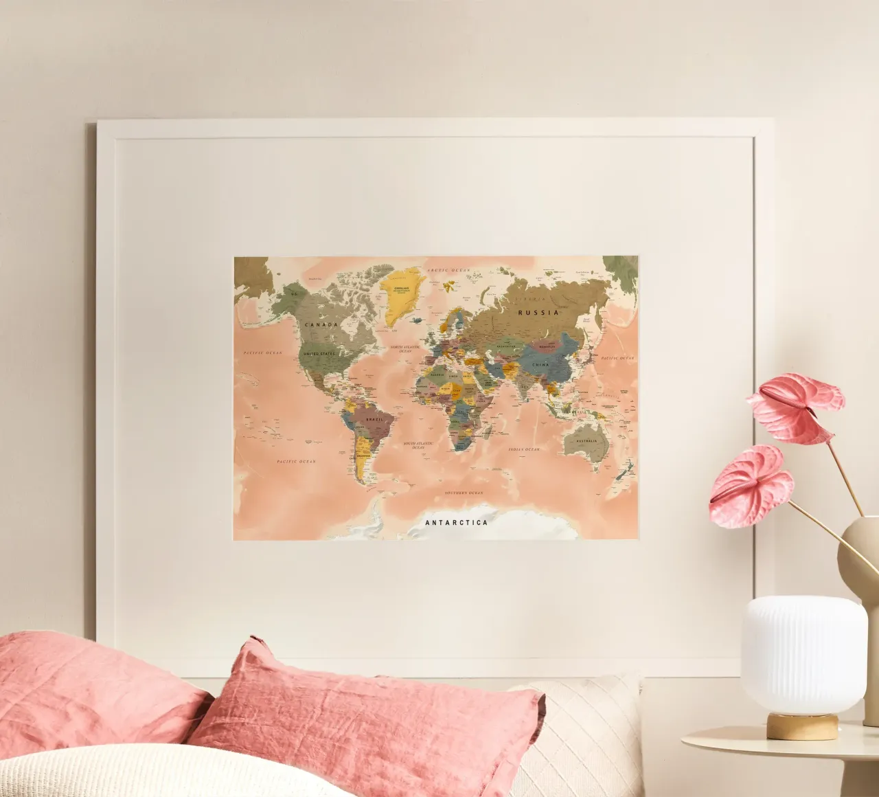 Mappa del mondo poster con telaio in plastica da Aiden Garcia