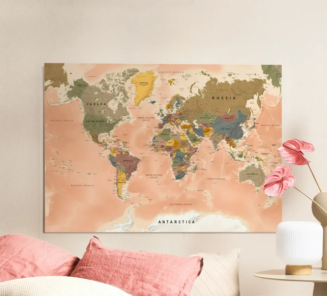 Mappa del mondo poster con telaio in plastica da Aiden Garcia