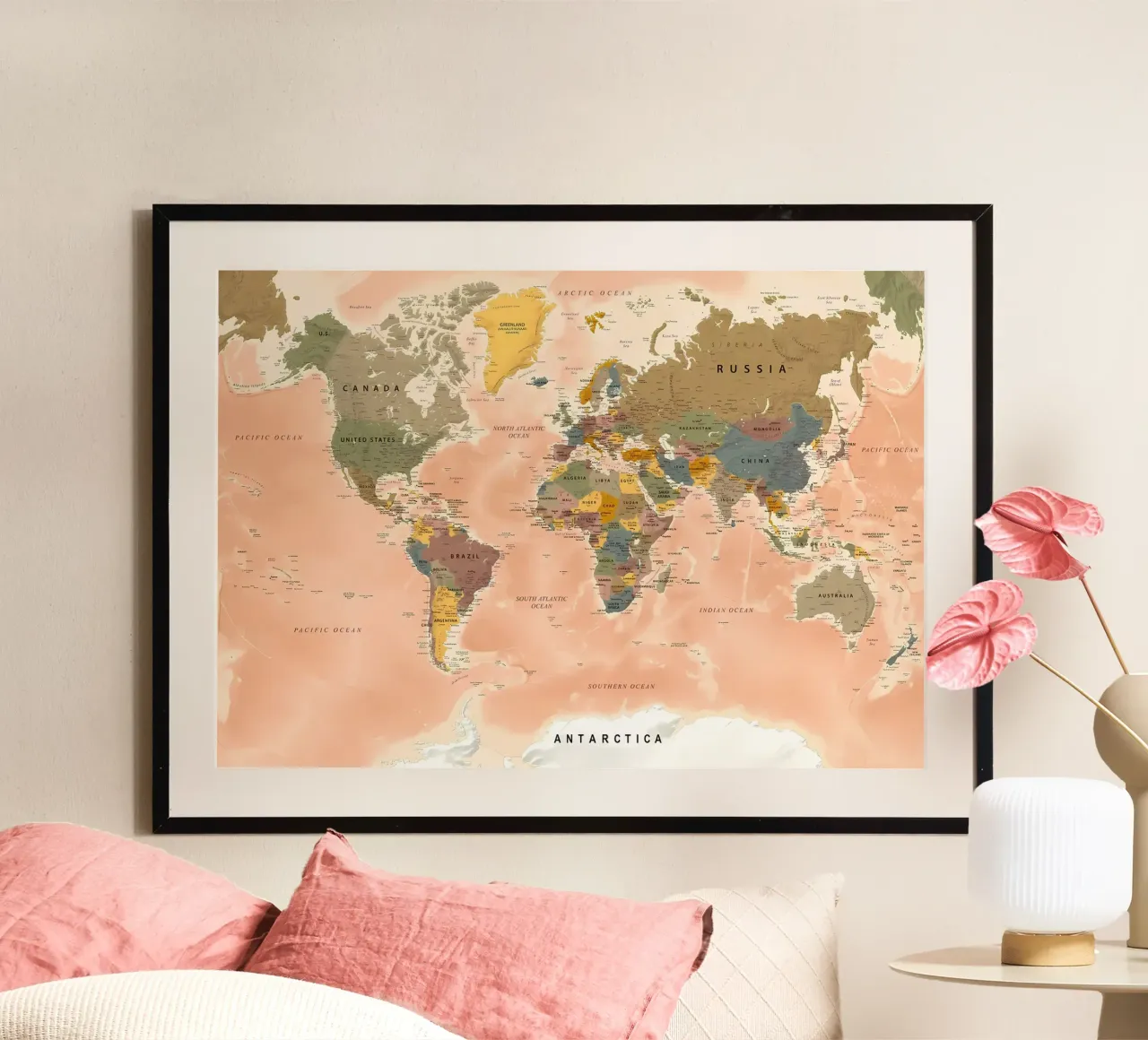 Mappa del mondo poster con telaio in plastica da Aiden Garcia