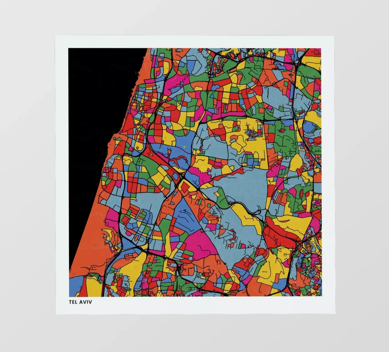 Tel Aviv pellicola backlit da The Cartography Collection