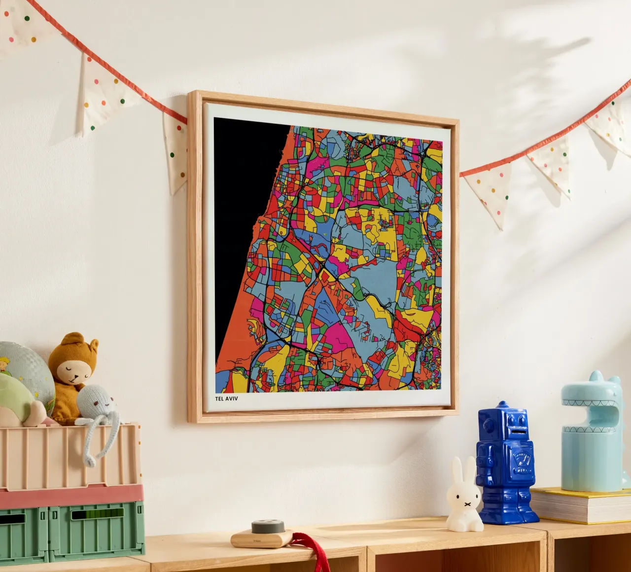 Tel Aviv tela con Cornice a cassetta da The Cartography Collection