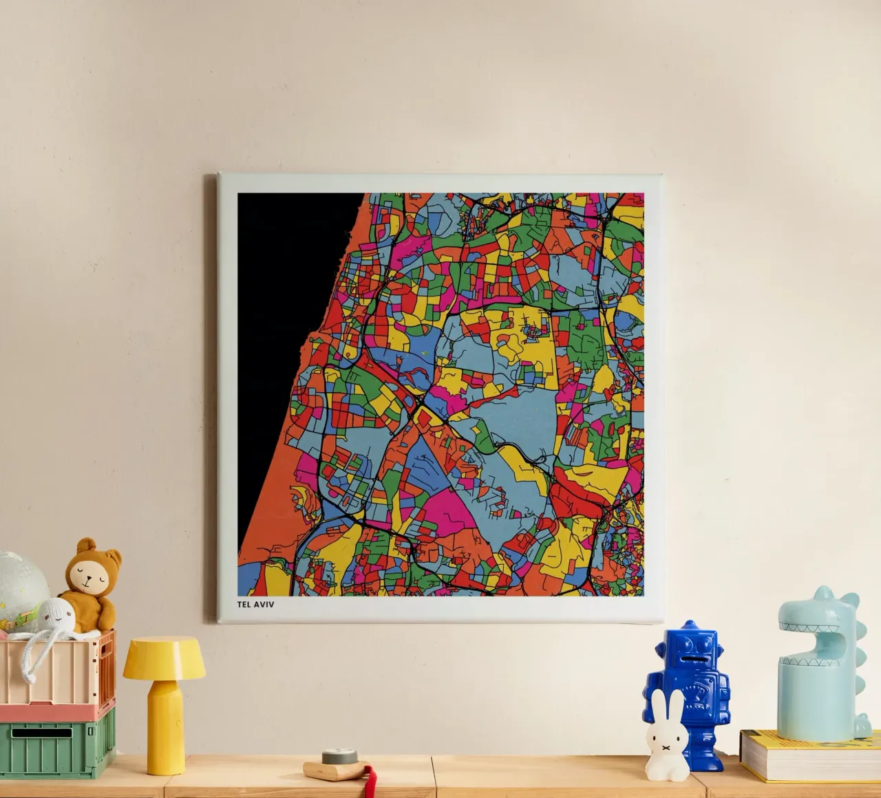 Tel Aviv tela con Cornice a cassetta da The Cartography Collection