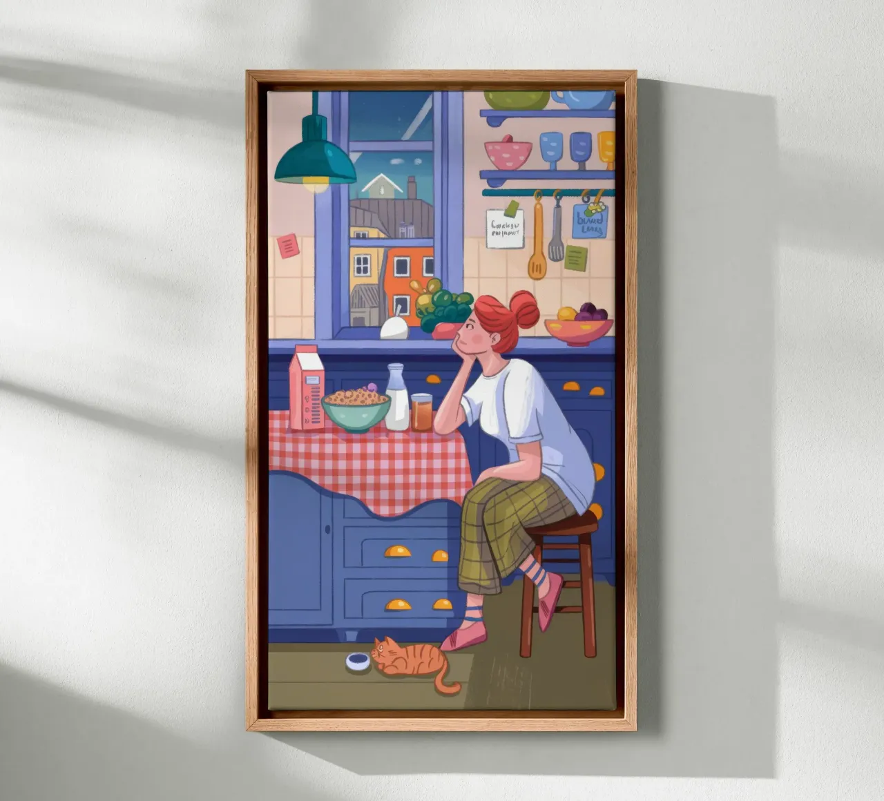 Cozy Kitchen Moments Leinwand mit Schattenfugenrahmen von Nebula Verse