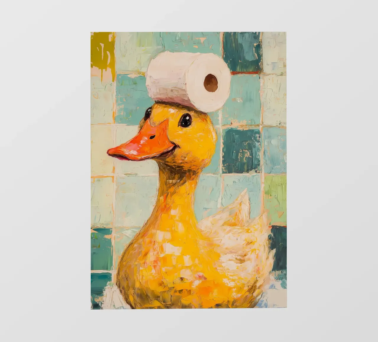 Canard avec chapeau en papier hygiénique bâche pvc de Adrian Patel