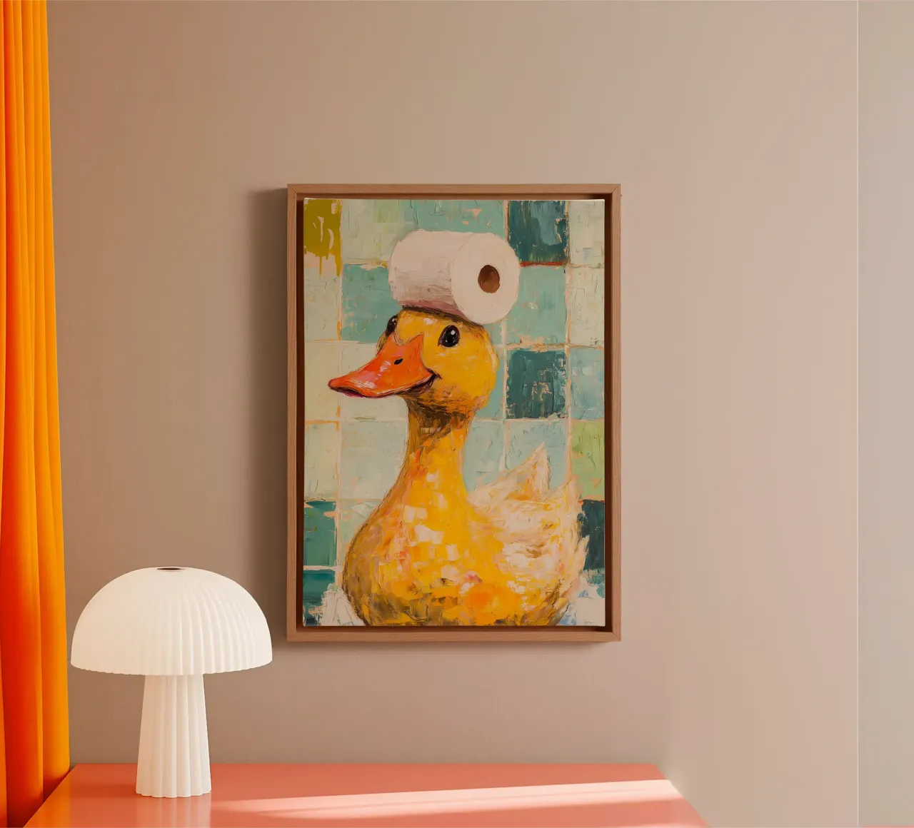 Pato con sombrero de papel higiénico lienzo de Adrian Patel