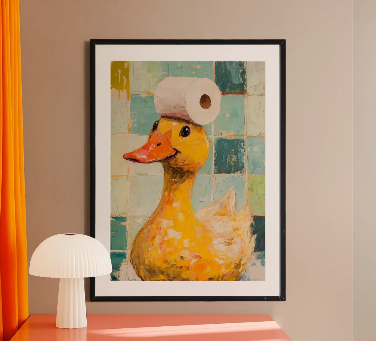 Anatra con cappello di carta igienica poster da Adrian Patel