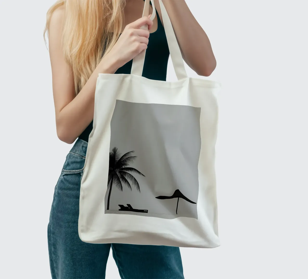 Silhouette di una spiaggia di palme borsa in juta da Matthew Katz