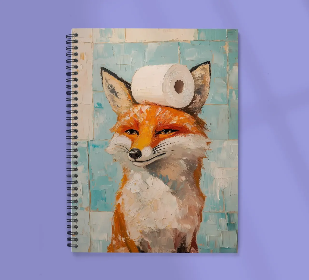 Fox with Toilet Paper spiral notebook by Adrian Patel