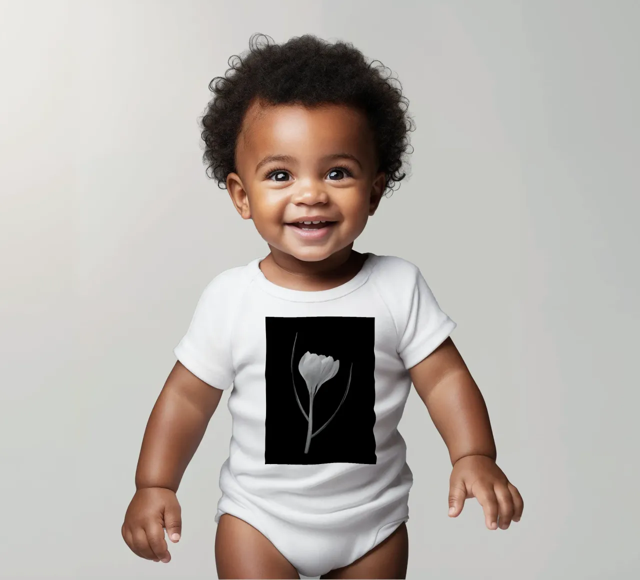 Croco in bianco e nero body neonato maniche corte da Nicholas Campbell