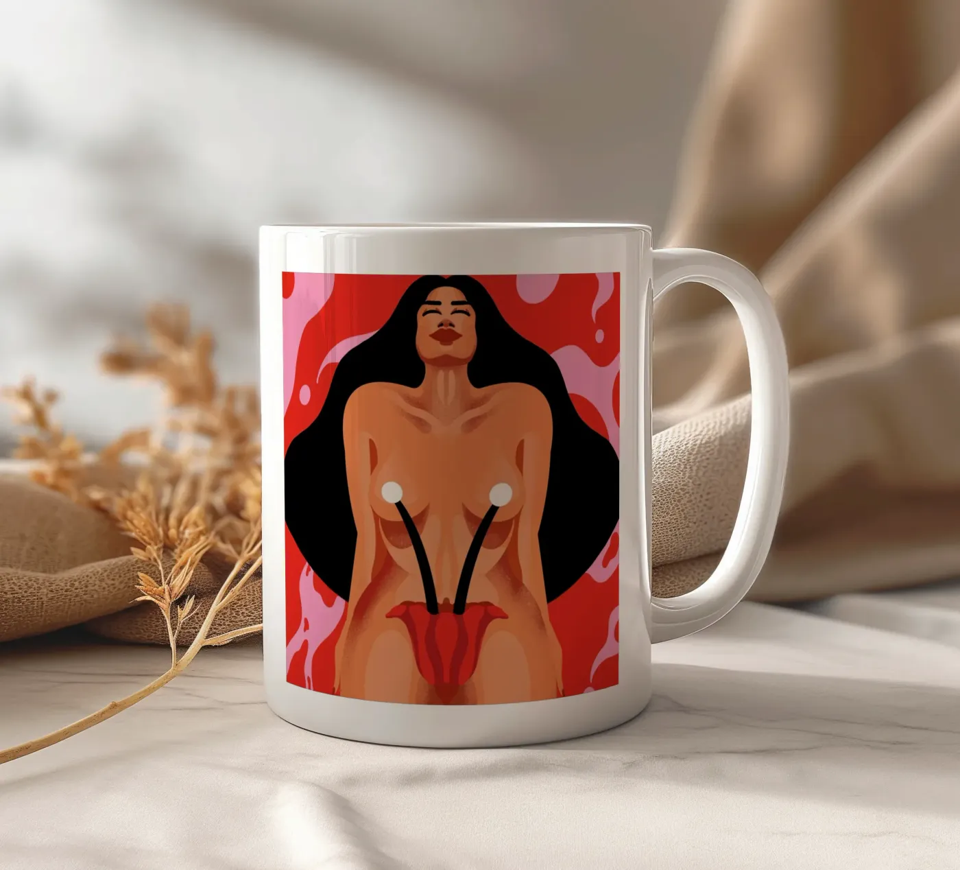 Blossoming ceramic mug by Kika illu